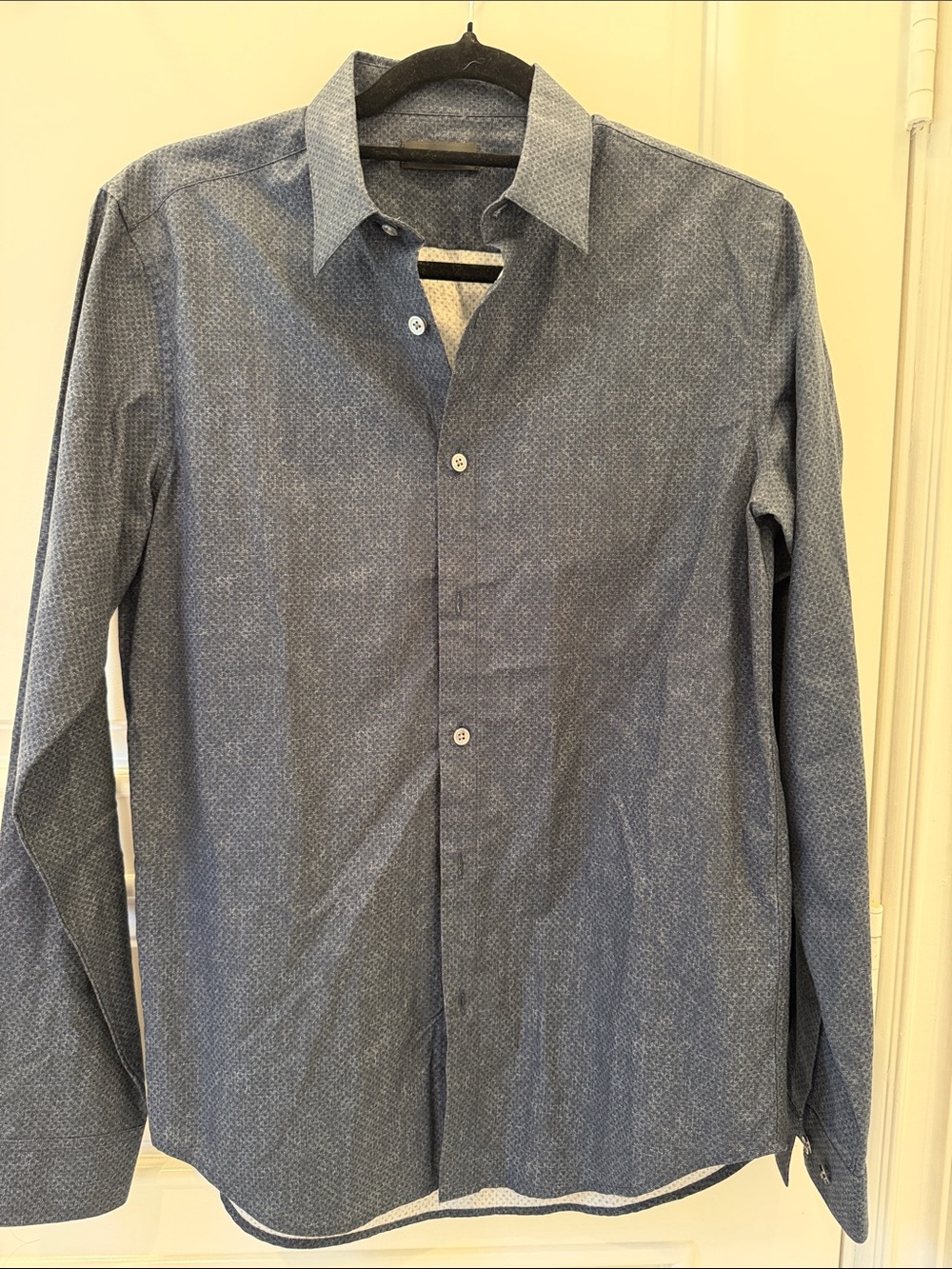 Theory Men's Navy Micro-Pattern Dress Shirt